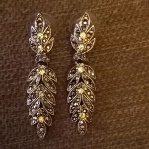 Marcasite drop leaf earrings